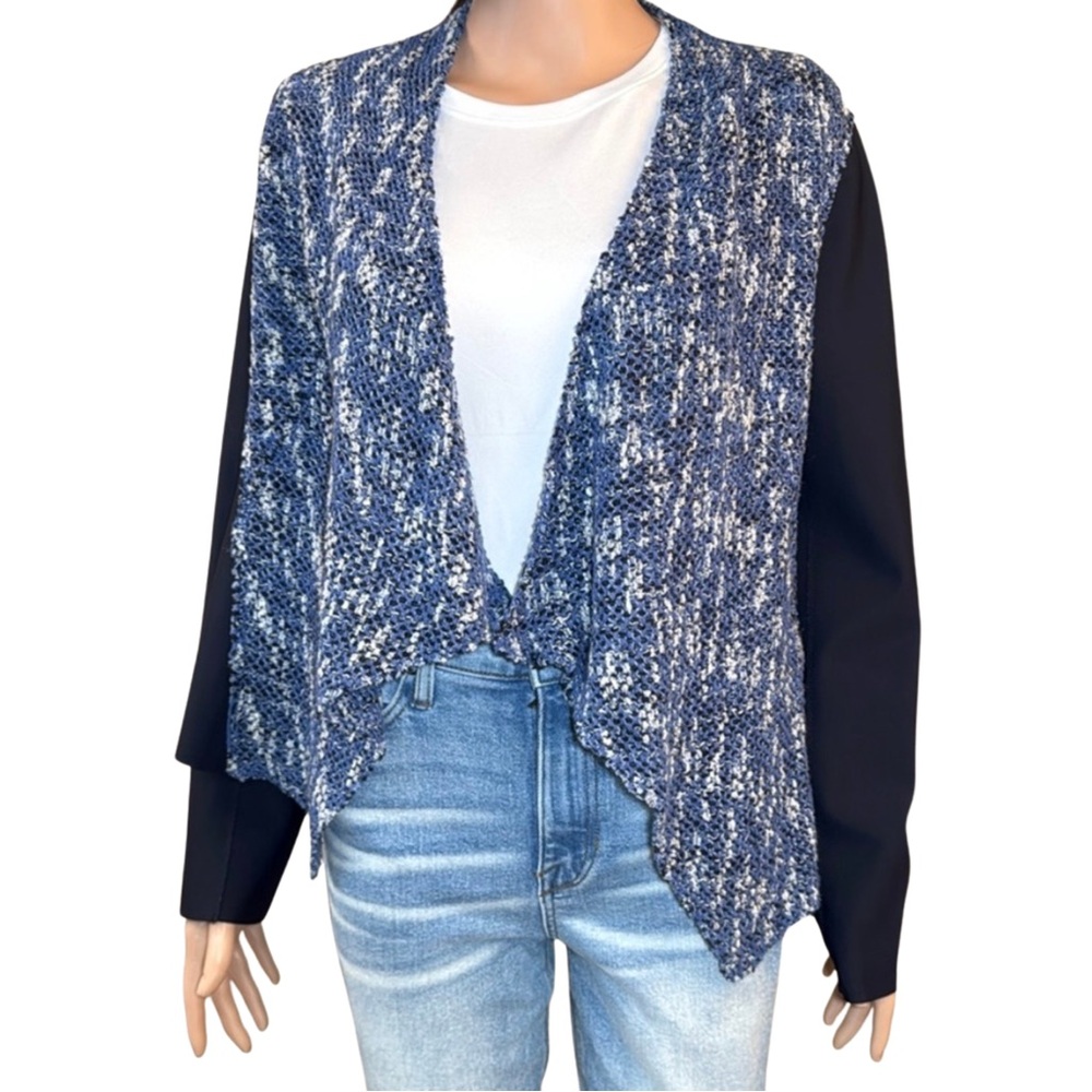 Elie Tahari Mixed Media Tweed Knit Jacket – Size S